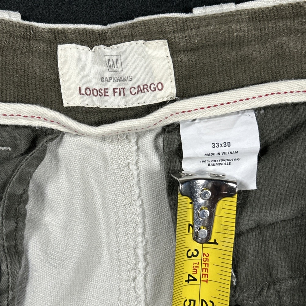 Vintage Gap‎ Standard Cargo Pants Mens 33x30 Khaki Cotton Loose Utility Baggy - Picture 8 of 11
